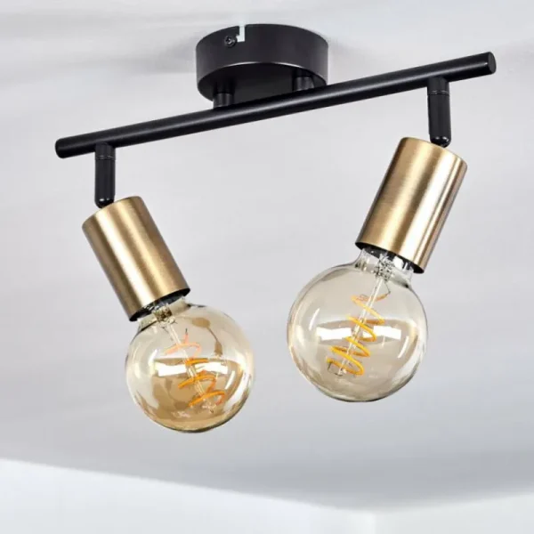 hofstein Plafonnier Maidford Laiton, Noir, 2 lumières* Lampes Modernes