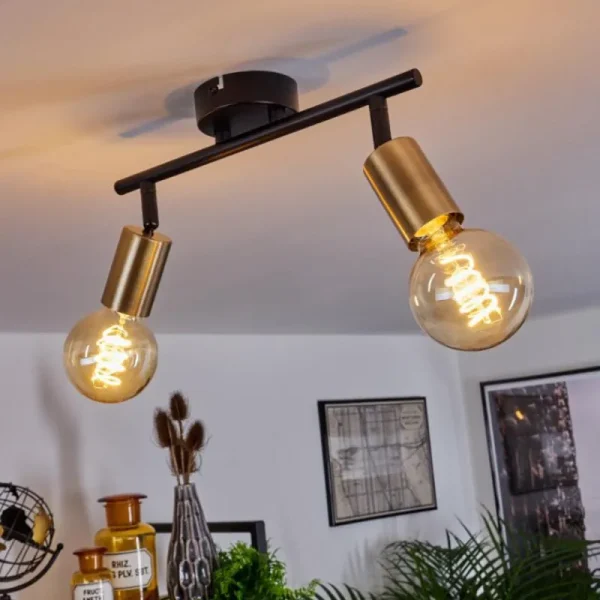 hofstein Plafonnier Maidford Laiton, Noir, 2 lumières* Lampes Modernes
