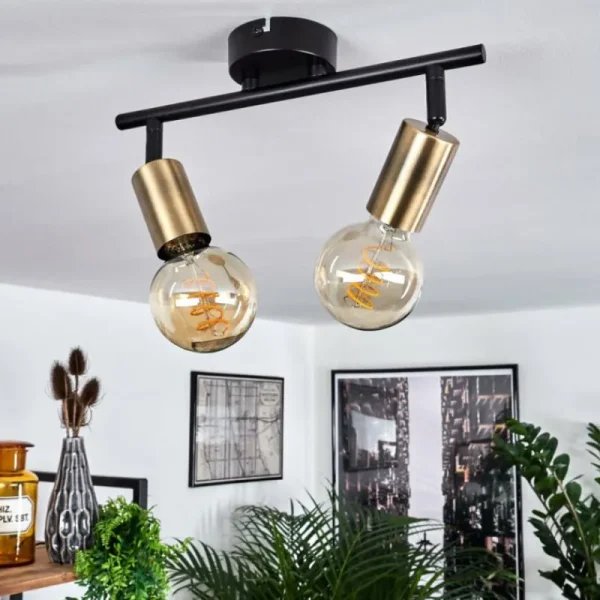 hofstein Plafonnier Maidford Laiton, Noir, 2 lumières* Lampes Modernes