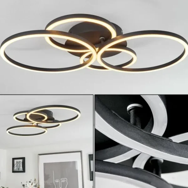 hofstein Plafonnier Malanje LED Noir, 4 lumières* Lampes Modernes