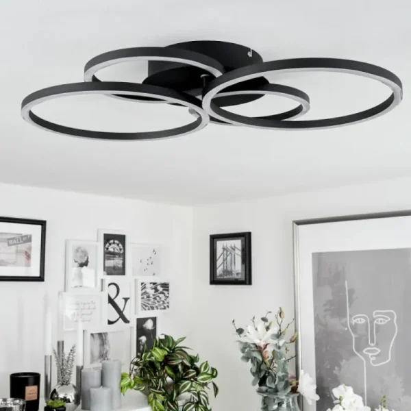 hofstein Plafonnier Malanje LED Noir, 4 lumières* Lampes Modernes