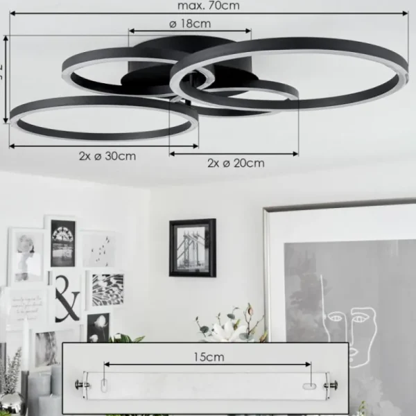hofstein Plafonnier Malanje LED Noir, 4 lumières* Lampes Modernes