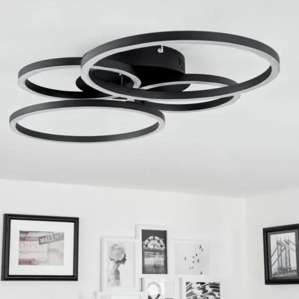 hofstein Plafonnier Malanje LED Noir, 4 lumières* Lampes Modernes