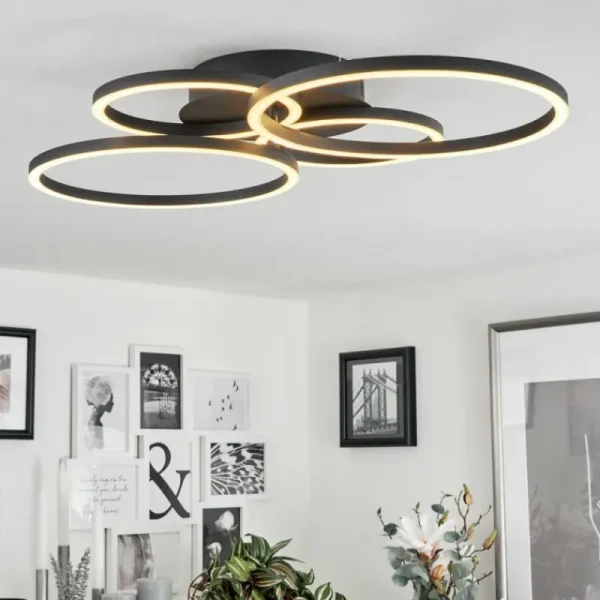 hofstein Plafonnier Malanje LED Noir, 4 lumières* Lampes Modernes