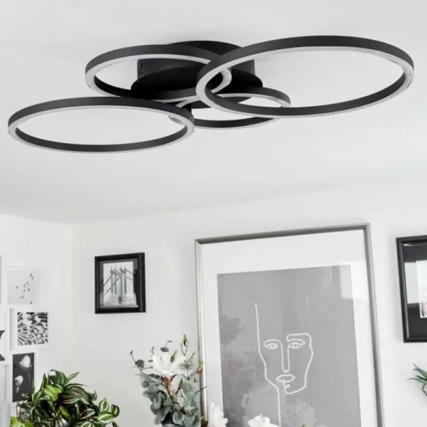 hofstein Plafonnier Malanje LED Noir, 4 lumières* Lampes Modernes