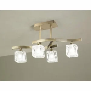 Luminaires Mantra Plafonnier Mantra Cuadrax Laiton, 4 lumières* Lampes En Verre