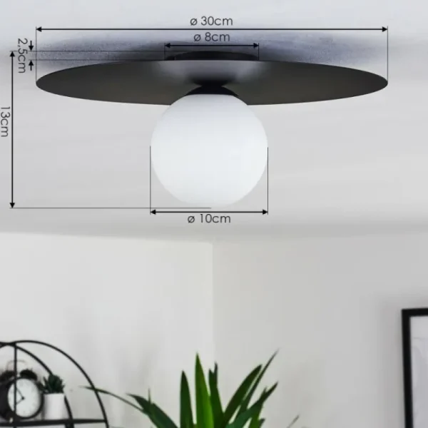 hofstein Plafonnier Marahu Noir, 1 lumière* Lampes En Verre