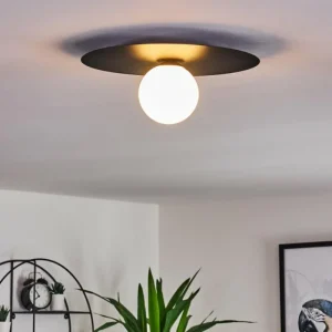 hofstein Plafonnier Marahu Noir, 1 lumière* Lampes En Verre