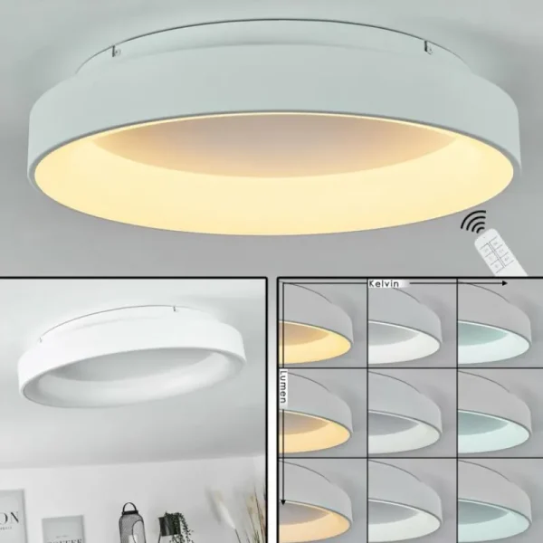 hofstein Plafonnier Maraya LED Blanc, 1 lumière, Télécommandes* Lampes Modernes