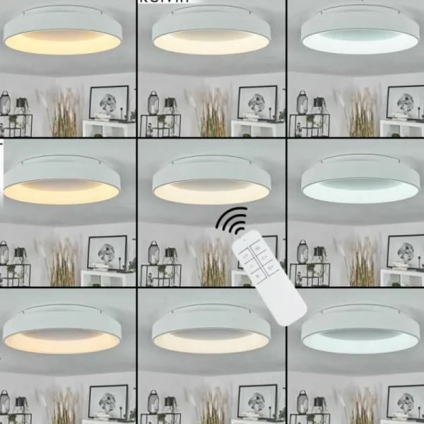 hofstein Plafonnier Maraya LED Blanc, 1 lumière, Télécommandes* Lampes Modernes