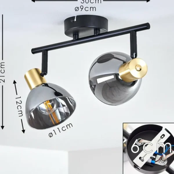 hofstein Plafonnier Mariefred Noir, 2 lumières* Lampes Modernes
