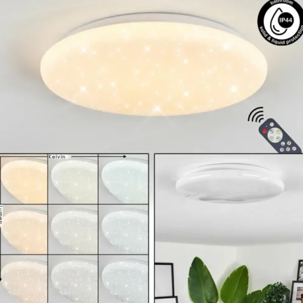 hofstein Plafonnier Melres LED Blanc, 1 lumière, Télécommandes* Lampes Modernes