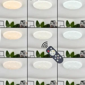 hofstein Plafonnier Melres LED Blanc, 1 lumière, Télécommandes* Lampes Modernes