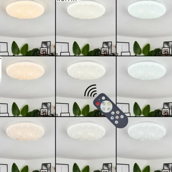 hofstein Plafonnier Melres LED Blanc, 1 lumière, Télécommandes* Lampes Modernes