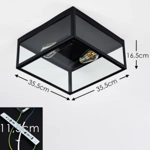 hofstein Plafonnier Moatize Noir, 2 lumières* Lampes En Verre