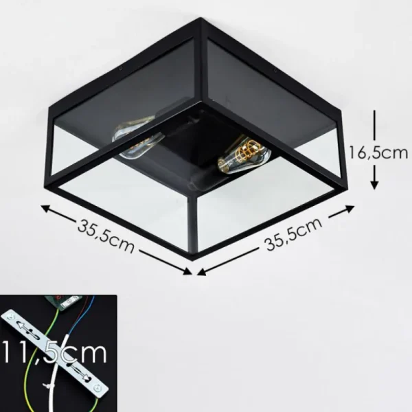 hofstein Plafonnier Moatize Noir, 2 lumières* Lampes En Verre