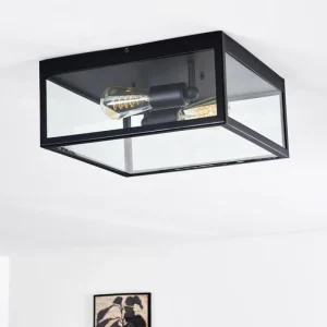 hofstein Plafonnier Moatize Noir, 2 lumières* Lampes En Verre