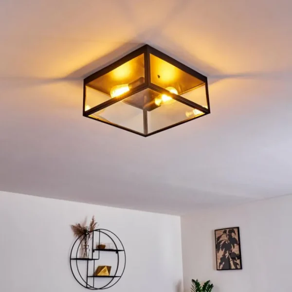 hofstein Plafonnier Moatize Noir, 2 lumières* Lampes En Verre