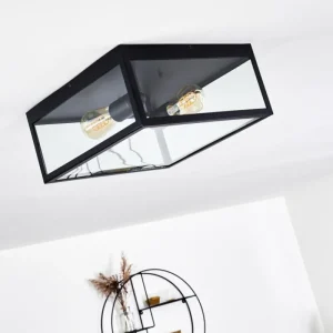 hofstein Plafonnier Moatize Noir, 2 lumières* Lampes En Verre
