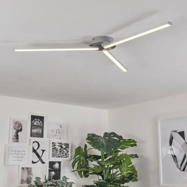 hofstein Plafonnier Mohlin LED Nickel mat, 3 lumières* Lampes Modernes