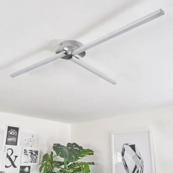 hofstein Plafonnier Mohlin LED Nickel mat, 3 lumières* Lampes Modernes