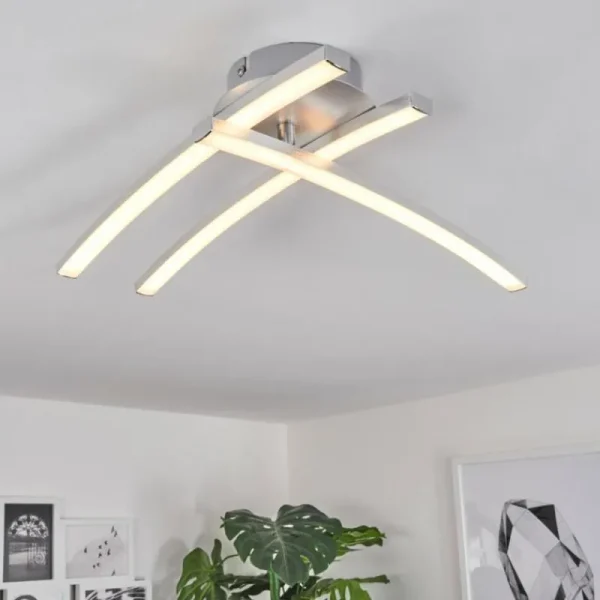 hofstein Plafonnier Mohlin LED Nickel mat, 3 lumières* Lampes Modernes