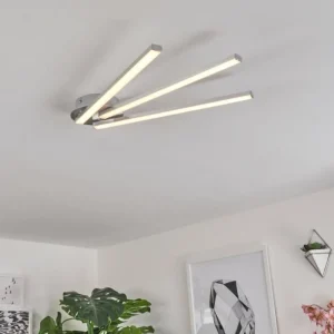 hofstein Plafonnier Mohlin LED Nickel mat, 3 lumières* Lampes Modernes