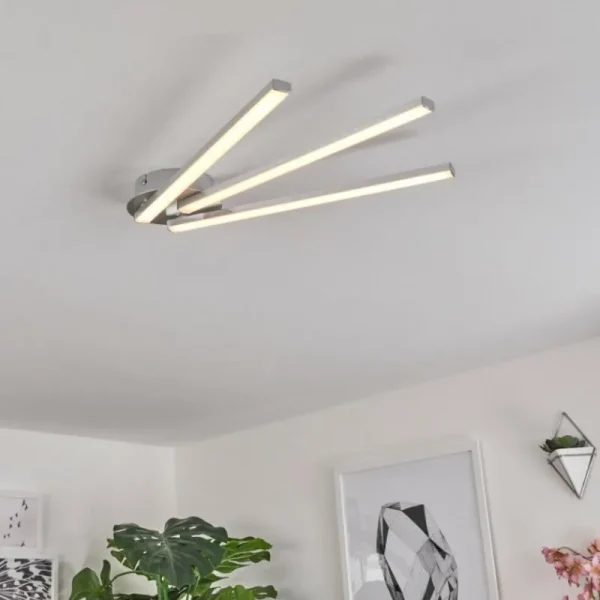 hofstein Plafonnier Mohlin LED Nickel mat, 3 lumières* Lampes Modernes