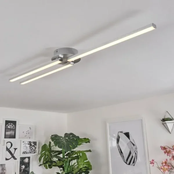 hofstein Plafonnier Mohlin LED Nickel mat, 3 lumières* Lampes Modernes