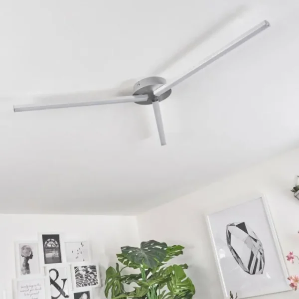 hofstein Plafonnier Mohlin LED Nickel mat, 3 lumières* Lampes Modernes