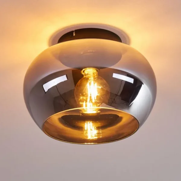 hofstein Plafonnier Molloy Chrome, Fumé, 1 lumière* Lampes Modernes