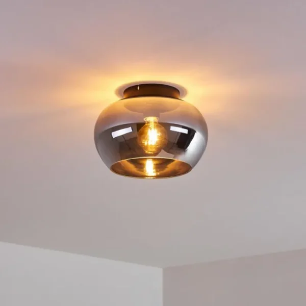hofstein Plafonnier Molloy Chrome, Fumé, 1 lumière* Lampes Modernes