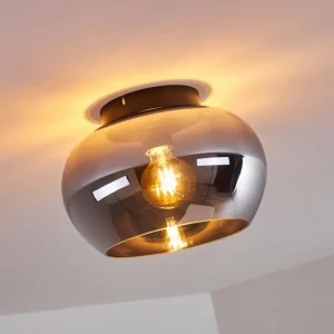 hofstein Plafonnier Molloy Chrome, Fumé, 1 lumière* Lampes Modernes