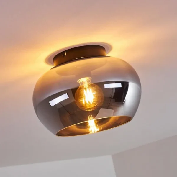 hofstein Plafonnier Molloy Chrome, Fumé, 1 lumière* Lampes Modernes