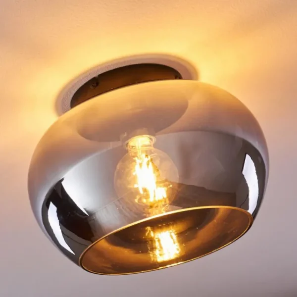 hofstein Plafonnier Molloy Chrome, Fumé, 1 lumière* Lampes Modernes