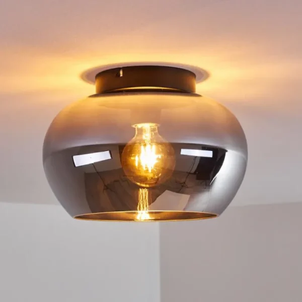 hofstein Plafonnier Molloy Chrome, Fumé, 1 lumière* Lampes Modernes