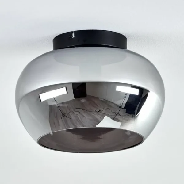 hofstein Plafonnier Molloy Chrome, Fumé, 1 lumière* Lampes Modernes