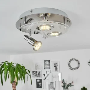 hofstein Plafonnier Morges LED Chrome, Blanc, 3 lumières* Lampes En Verre