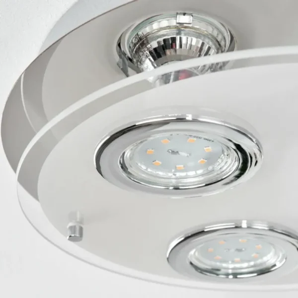 hofstein Plafonnier Morges LED Chrome, Blanc, 3 lumières* Lampes En Verre