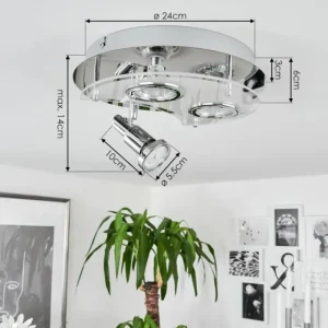 hofstein Plafonnier Morges LED Chrome, Blanc, 3 lumières* Lampes En Verre