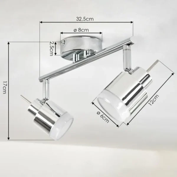 hofstein Plafonnier Morges LED Chrome, 2 lumières* Lampes Modernes