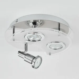 hofstein Plafonnier Morges LED Chrome, Blanc, 3 lumières* Lampes En Verre