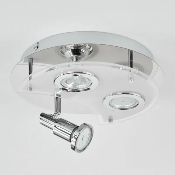 hofstein Plafonnier Morges LED Chrome, Blanc, 3 lumières* Lampes En Verre