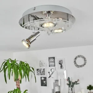 hofstein Plafonnier Morges LED Chrome, Blanc, 3 lumières* Lampes En Verre
