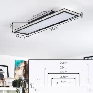 hofstein Plafonnier Nabbas LED Noir, 1 lumière, Télécommandes* Lampes Modernes