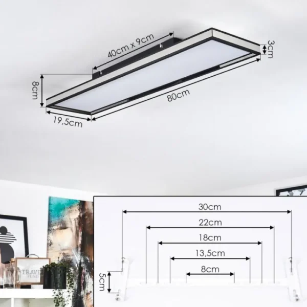 hofstein Plafonnier Nabbas LED Noir, 1 lumière, Télécommandes* Lampes Modernes