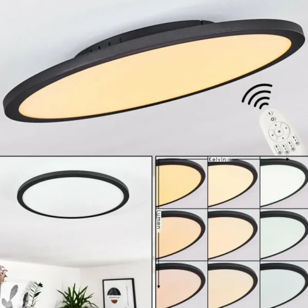 hofstein Plafonnier Nexo LED Noir, 1 lumière, Télécommandes* Lampes Modernes