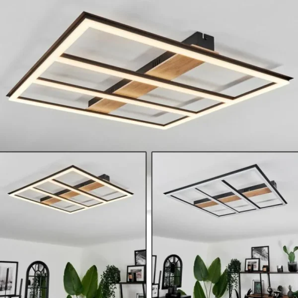 hofstein Plafonnier Nganbeto LED Couleur bois, Noir, 1 lumière* Lampes Modernes