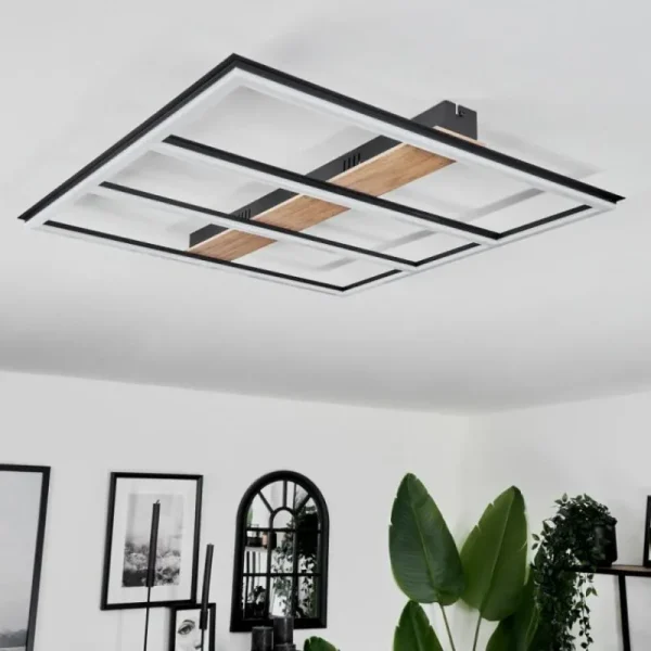 hofstein Plafonnier Nganbeto LED Couleur bois, Noir, 1 lumière* Lampes Modernes