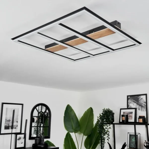 hofstein Plafonnier Nganbeto LED Couleur bois, Noir, 1 lumière* Lampes Modernes